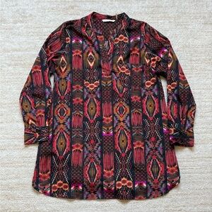 Soft Surroundings Tunic Top Size Small Black Red Peasant Valentines Day